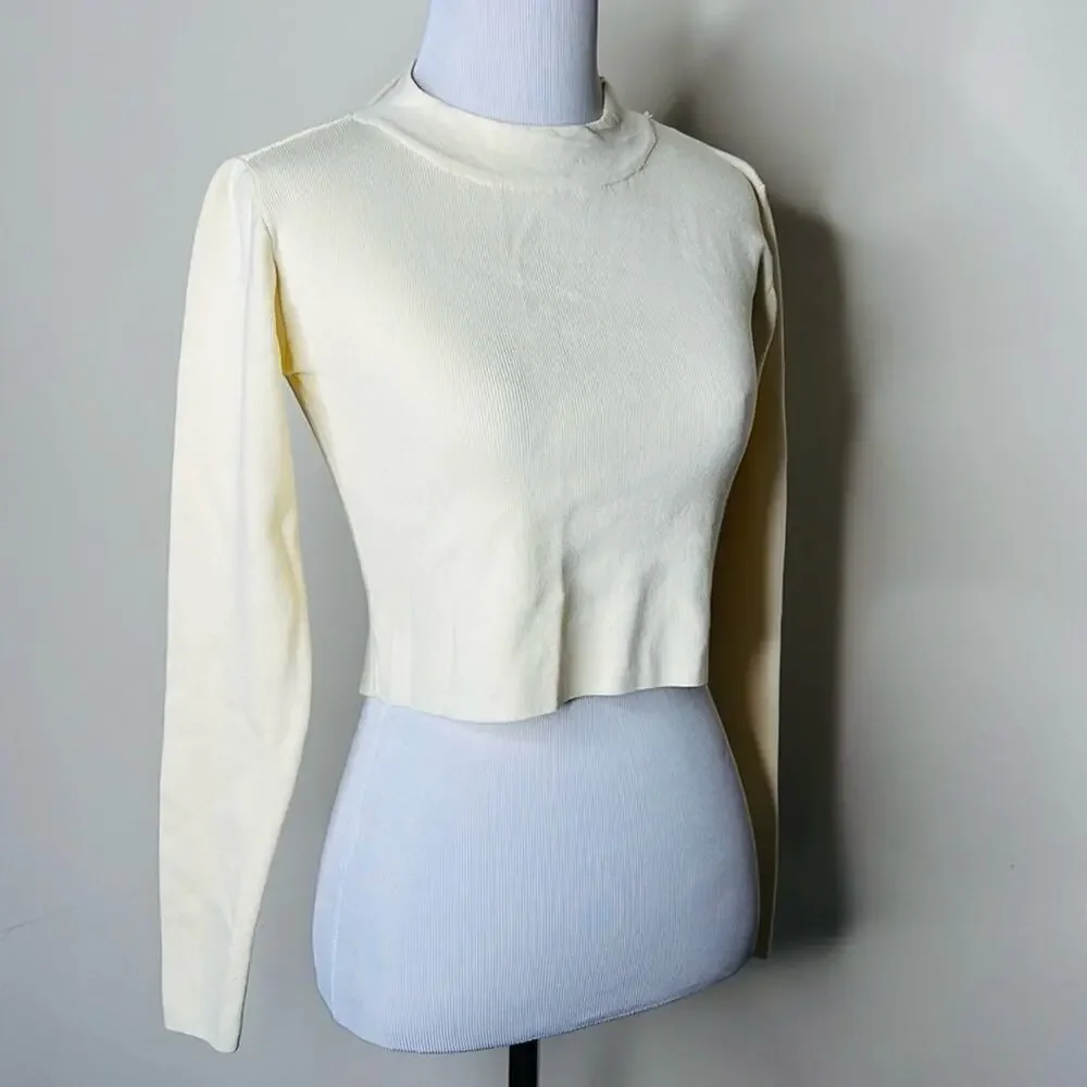 Zara Cream Knit Open Back Crop Top